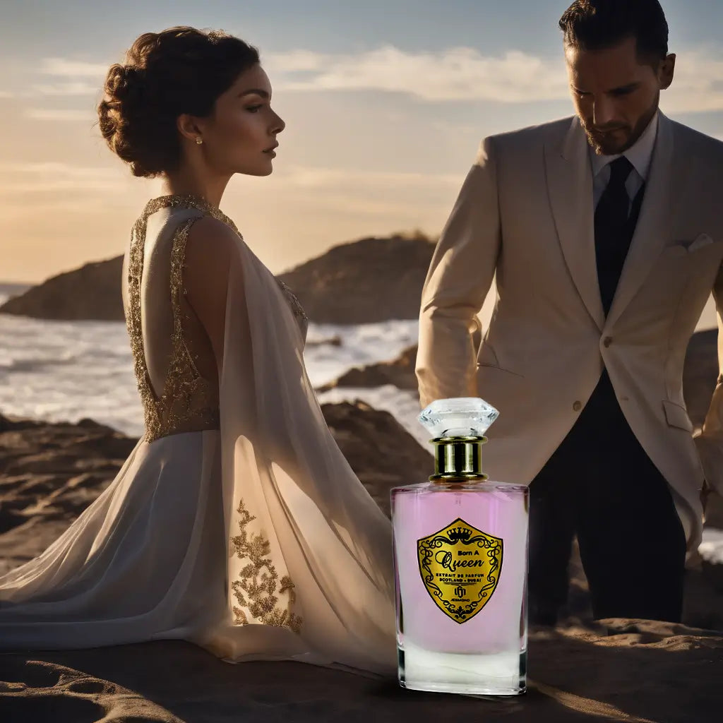 born a queen fragrance perfume for women perfume bottle with a man and woman